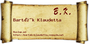 Barták Klaudetta névjegykártya